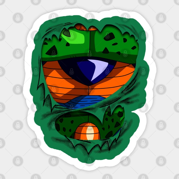 Imperfect Cell Chest Dragon ball Z Sticker by GeekCastle
